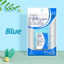 100Pcs Ultra Fine Toothpick Disposable Family Oral Cleaning Dental Care Tool Portable Tooth Stick for Picnic and School mėlyna