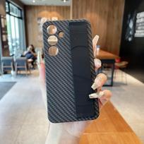 S25 Ultra Wrist Strap Carbon Fiber Phone Case for Samsung Galaxy S25 S24 S23 Ultra Plus 5G Silicone Wristband Protective Cover Galaxy S23