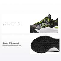 Li Ning Kids Territory V1 Light Foam Synthetic Leather Fabric Lace-Up Low-Top Basketball Shoes Kids basketball shoes Gray-Green YKBU048-7 35