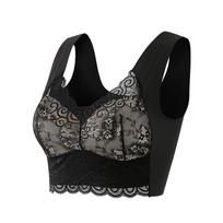 Plus Size Lace Sports Bra - Breathable Push-Up, Wire-Free, Side Support for Women L (buy one size smaller)