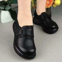 Spring, summer and autumn four-season mothers, middle-aged and elderly wedge heels, comfortable and soft soles, casual Doudou Loafu mother women's sh 35 juoda