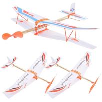 3pcs Interesting Simple Plane Model Rubber Band Powered Aircraft Toy Glider Plaything for Kids