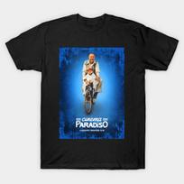 Men Black Print T-shirt Cinema Paradiso No-Cut Heat Transfer Print Cotton Tshirt S juoda