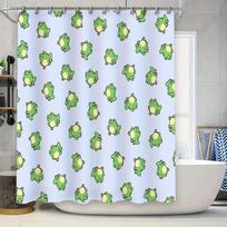 Cute Frog Shower Curtain Sets Waterproof Bathroom Decor Farmhouse Teal Blue Animals Pattern Fabric Backdrop For Tub W60H190(CM)-1 Pcs