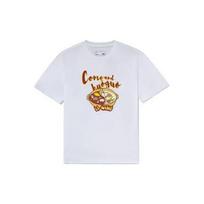 Li Ning Cartoon Hot Pot Letter Round Neck Casual Short Sleeve T-Shirt Men Tops Standard-White AHSS569-1 XL white