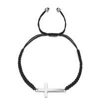 Elegant Woven Crucifix Charm Bracelet Adjustable Wrist Bangle Fashion Accessories for Daily Wear Christian Souvenir