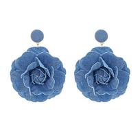 Handmade Floral Ear Pendants Denims Flower Earrings Rose Shape Earwear Ornament 1
