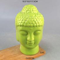 Ferrule Ceramic Buddha Head Ornaments Manjushri Buddha Statue Home Decoration Crafts Entrance Living Room Green buddha head ornament yellow