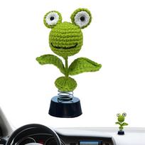 Crochet Car Decorations Sunflower Frog Duck Bobblehead Car Decor Animated Bobble Dancer Car Decor Aesthetic Accessories For