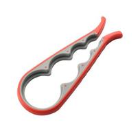 4-in-1 Jar Opener with Non-Slip Silicone Grip Multi-Function Bottle Can Lid Remover for Kitchen Ergonomic Rust-Proof Essential Tool for Arthritis raudona