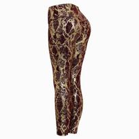 Tight Stretch Bronzing Yoga Pants Fashion Wind Stylish Snake Pattern Peach Hip Fitness Pants High Waist Slimming Sports Pants Burgundy S