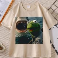 Vintage Dark Humor Smoking Frog Meme T-shirt Men's Cotton Design Clothing Casual Short Sleeve Round Neck T Shirts Man Tshirts... S įvairiaspalvis