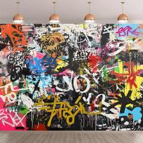 2D Urban Graffiti Art Tapestry, Abstract Colorful Wall Hanging 47.2x31.5inch/120*80cm