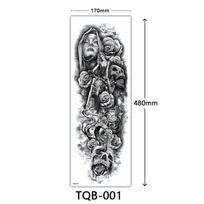 Pilnos rankos gėlių tatuiruočių lipdukai - Didelis paveikslėlio dizainas 170x480 mm
