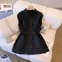 Spring Summer Vest Korean Loose Casual Vests Female Pockets Tooling Waistcoat Women Black Khaki Sleeveless Coat Outwear M juoda