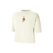 Nike Miami Heat Courtside Letter Print Crew Neck T-Shirt Women Tops Cream FV9374-901 M