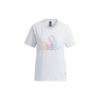 Adidas W Bos Tee Sporty Print Logo Crew Neck Short Sleeve T-Shirt Women Tops Light-Blue HA3634 M