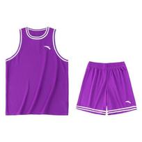 Anta Logo Round Neck Vest Striped Shorts Basketball Suit Set Men sportswear 152321223-7 M