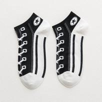 Fashion Combed Cotton Anti-odor Breathable Men and Women Shallow Mouth Short Tube Personality Sports Shoes Socks KTB black