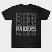 Men Black Print T-shirt Raiders No-Cut Heat Transfer Print Cotton Tshirt S juoda