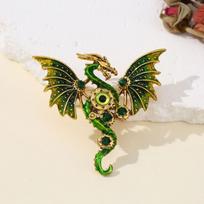 Mechanical Dragon Shaped Enamel Colored Brooch Fantasy Wing Dragon Style Retro Clothing Accessories Badge Jewelry Gift A