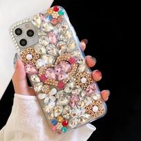 Glitter Rhinestone Phone Case For XiaoMi 15 Ultra 14 Pro 14T 14A Plus 13 Lite 13T 12 12T 12S 12X 5G 3D Crystal Heart Floral Bling Diamond Jewel Cover XiaoMi 15 rožinė