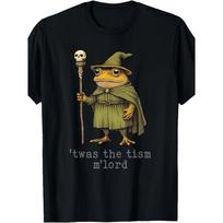 European sizes Funny Wizard Frog Witch T-Shirt with  Twist the Tism M'Lord  Graphic - Green Wizard Frog in Hat - Soft Opaque Fabric S juoda