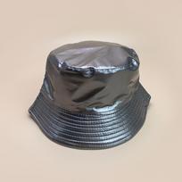 Personalized Reflective Pu Leather Bucket Hat Shading Positive And Negative Wear Simple Street Outdoor Light Board Bucket Hat 56-58cm pilka spalva