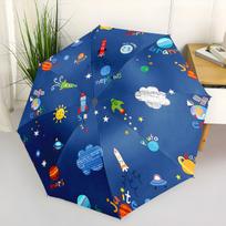 Automatic Open/Close Umbrella with Space Theme - Planet, Rocket, Star Design, Compact Folding Umbrella with 8-Rib Strong Frame