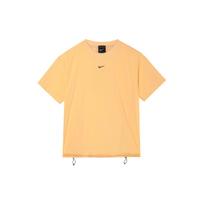 Nike Sportswear Tech Pack Logo marškinėliai apvalia kaklo iškirpte trumpomis rankovėmis, moteriški viršutiniai šviesiai melioninės-oranžinės spalvos DC8116-884 M white