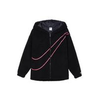 Nike Dragon Flight New Year Series Sportswear Logo Zip Hoodie With Sherpa Fleece Feel Women Tops Black FZ6536-010 S