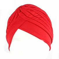 Muslim Stretch Cross Twist Turban Hat Women Chemo Cap Beanies Headwrap Solid Color Hair Accessories KTB One size raudona