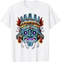 Aztec Tlaloc Mayan Deity Head Graphic Tee Cool Men's Short Sleeve Cotton T-Shirt S