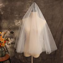 New Single Layer Bridal Veil Long Simple Elegant Women's Tulle White Photo Veil