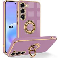 Case for Samsung Galaxy A57 5G, Soft Silicone Protection with Rotating Ring - Purple violetinė