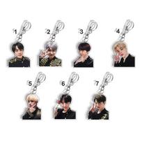 7pcs BTS Black & Gold Stage Outfit Acrylic Keychain, Bangtan Boys Photo Keyring, Kpop Idol Bag Pendant for ARMY Fans 7pcs