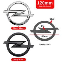 83/91/118/120/128/145/155mm Opel Astra Insignia Corsa Zafira Automobilio Priekinės Grotelės Gaubto Dangtis Emblema Galinės Bagažinės Ženkliukas Lipdukas Glossy Silver-1pcs gray