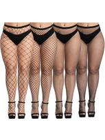 4 poros didelio dydžio tinklinės pėdkelnės Seksualios juodos tinklinės pėdkelnės Kojinės Kryželių tinklo pėdkelnės Iki šlaunų kojinės One Size brown