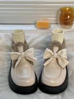 Žieminiai japoniški saldainių platforminiai batai moterims, šilti, su kaspinėliais, vintage, kawaii bateliai, pliušiniai aulinukai, moteriški, kasdieniai, patogūs batai 40 juoda