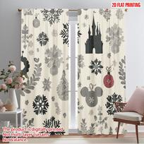 2pcs  2D plane printing Curtain Fabric Castle Christmas Tree Snowflakes Versatile 100% Polyester (without rod) Decorations For 100*130 Grommet Top 1pcs
