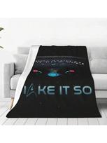Stars Treks The Next Generation Make It So Enterprise Starship Coral Fleece Plush Throw Blankets Blankets For Sofa 75X95CM pilka spalva