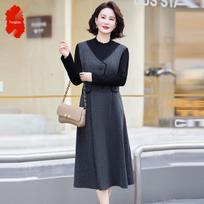 Elegant Vintage Textured Vest Dress Two-Piece Set 5XL pilka spalva
