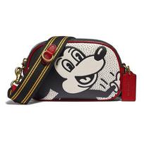 Coach Disney Mickey Mouse Collaboration Cartoon Print Pebble Leather Shoulder Bag Camera Bag Women bags Black C1142-B4CAH Basic Set (Bag+Dust Bag)
