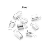 200pcs/Lot Crimp Beads Cove Clasps Cord End Caps String Ribbon Leather Clip Foldover For Jewelry Making DIY Necklace Connectors 3.5x9mm sidabras