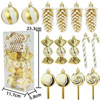 6cm 15 vnt. Kalėdinių papuošalų rinkinys: Kamuoliukai, kankorėžiai, ledinukai, saldainiai eglės puošybai ir dovanoms 6cm Box Set [15 pieces] raudona