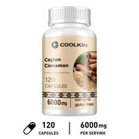COOLKIN Ceilono cinamono maisto papildas, Sudėtyje yra Ceilono cinamono ekstrakto, Didelė koncentracija 6000 mg, Kasdienis maisto papildas 120*1 beige