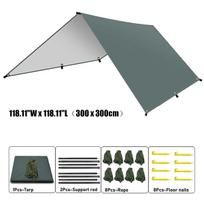 Waterproof Camping Sunshade, Portable Tent Tarpaulin, UV-Protective Sunshade, Multi-Functional Outdoor Camping Gear - Gray 300x300cm/118.11x118.11" white