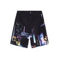 Li-Ning Skateboard Series Color-Block City Street Print Mid-Waist Zip Straight Casual Shorts Men Bottoms Black AKSS121-2 S black