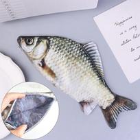 „Crucian Carp Pen Bag“ tikroviškas žuvies formos makiažo maišelis rašiklio pieštuko dėklas su užtrauktuku „Atgal į mokyklą“ pieštuko maišelis Pieštuko krepšys