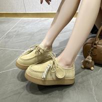 Fashion AIYUQI Genuine Leather Women's Shoes 2025 New Flat Non-slip  Derby Female Shoes Large size Lace-up Loafers For Women 35 chaki